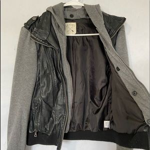 LA Hearts faux leather grey hoodie jacket